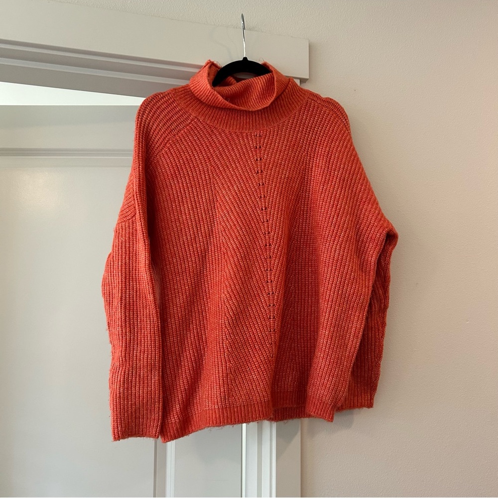 Mng mango orange cowl turtleneck oversized sweater size small